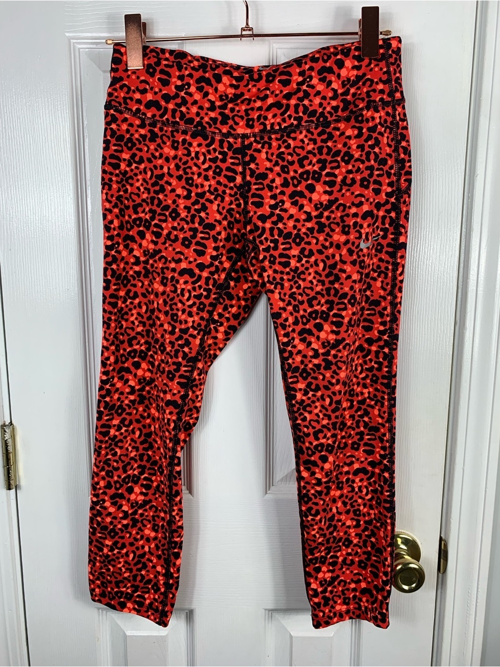 Nike Red and Black Leopard Dri-FIT Leggings Size Medium